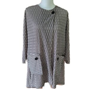 Peck & Peck Lagenlook Wavy Textured Tunic Topper Size Large Black White